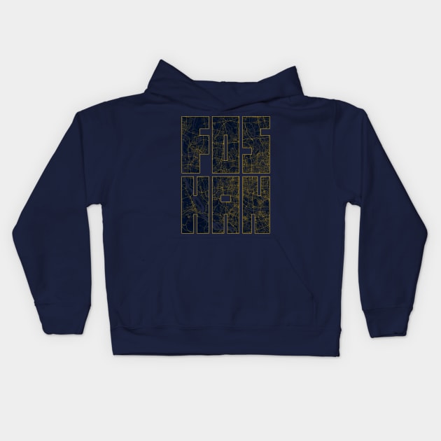 Foshan, Guangdong, China City Map Typography - Gold Art Deco Kids Hoodie by deMAP Studio